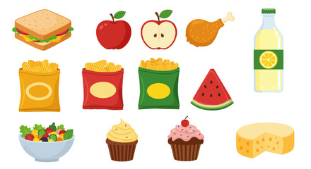 Graphic depicts a vibrant spread of picnicstyle food items