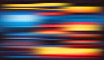 Abstract horizontal motion blur background with vibrant color streaks and subtle noise texture,...