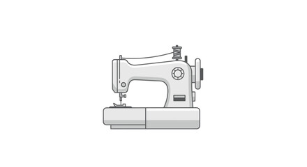 Detailed Line Art Illustration of a Vintage Sewing Machine.