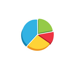 Colorful 3D pie chart with four segments graph data