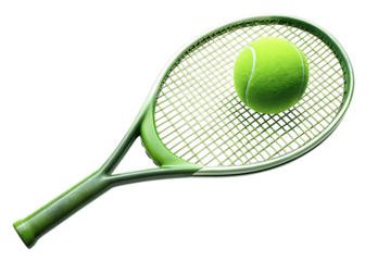 Tennis racket with ball isolated on white background