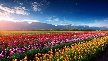Field Of Colorful Tulips
