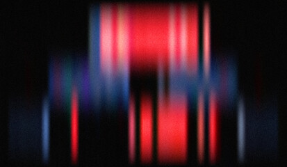 Abstract Red and Blue Light Streaks, Dark Background, Film Grain Noise, Blurred Motion, Nighttime Cityscape Texture.