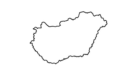 Obraz premium Hungary outline on white background, simple contour. Hungary outline represents geographic shape and borders, emphasizing its cartographic presence.