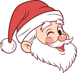 Santa Claus with various expressions. Humorous cartoon character, vector illustration.