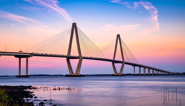 Arthur Ravenel Jr. Bridge at Sunset, Charleston, South Carolina