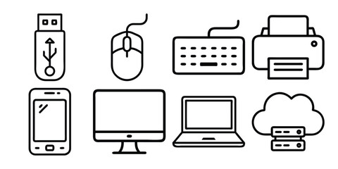 Flat Office Device Icon Set 