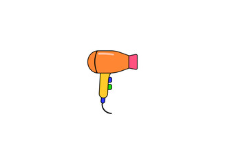 Vector illustration of a cartoon hair dryer on a white background