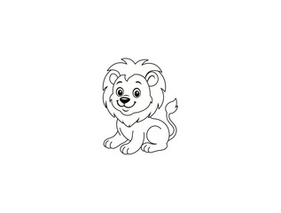 Cartoon image of a lion cub on a white background for coloring. Vector illustration	
