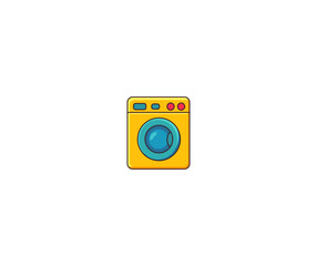 Vector illustration of a cartoon washing machine in bright colors	