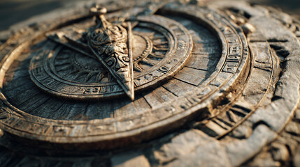 Obraz premium A close-up of an ancient sundial symbolizing time and reflection