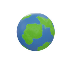 Fototapeta premium Stylized earth globe with blue oceans and green continents floating in space