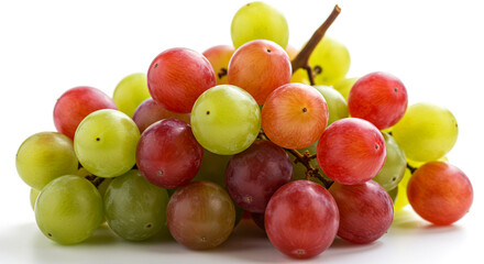 Bunch of colorful red and green grapes on white background  