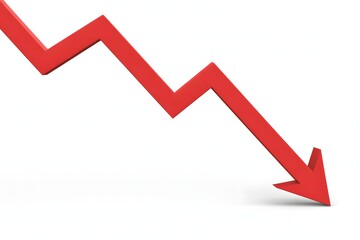 Red arrow down trend decline decrease loss recession financial crisis chart
