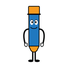 Simple pen holder mascot cartoon illustration vector