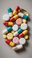 Assorted Colorful Pills and Capsules on Table
