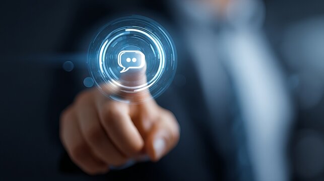 Modern businessman activating digital communication icon for instant messaging and connectivity