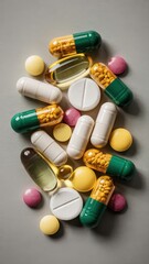 Assorted Colorful Pills and Capsules on Table
