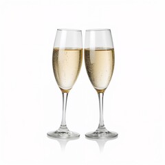 Two champagne glasses clinking together in celebration for New Year  