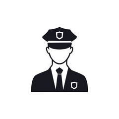 Male police officer icon on white background law enforcement