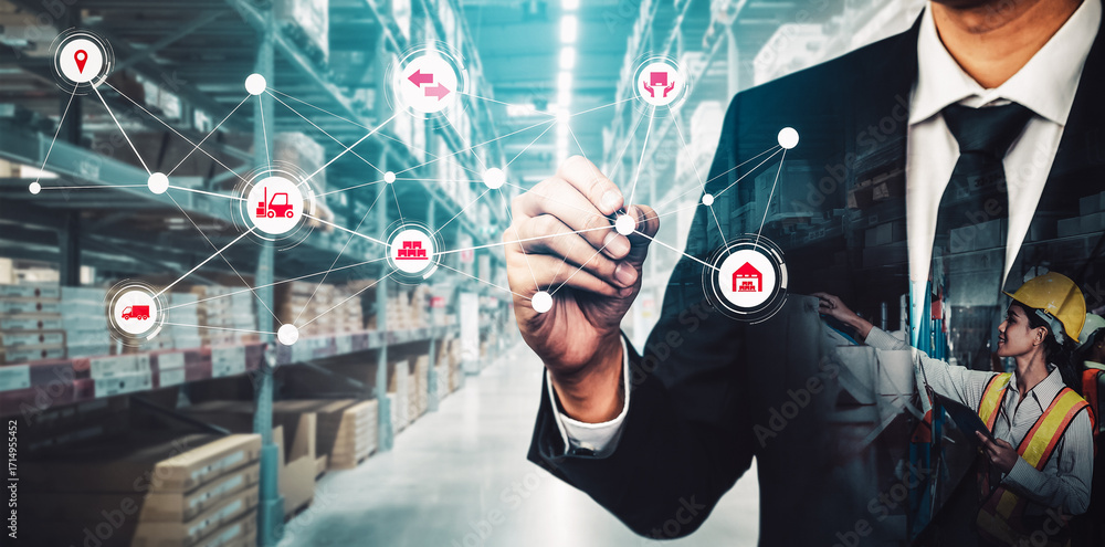 Poster smart warehouse management system with innovative internet of things technology to identify package 