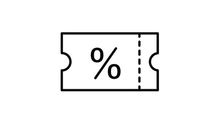 Simple Line Art Discount Coupon Ticket Icon.