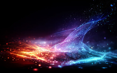Fototapeta premium Vibrant and colorful abstract digital light waves display