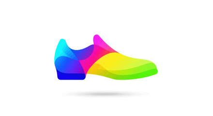 Vibrant multicolored athletic shoe with a modern abstract and glossy graphic design.