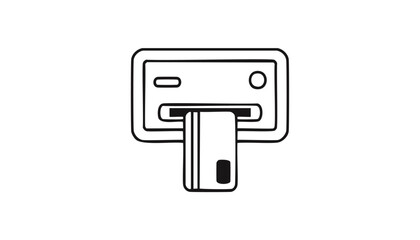 Outline of a credit card inserted into a machine payment