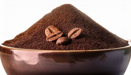 Close Up A Speckled Bowl Overflowing Rich Brown Coffee Beans Roasted Coffee Espresso