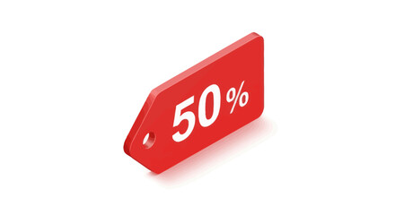 Red 50 Discount Tag for Sales and Promotions.