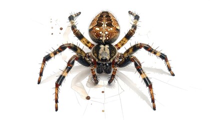 Detailed Close-up of a Ornate Spider on White Background