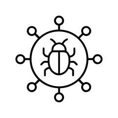 Virus, bug line art icon in black and white