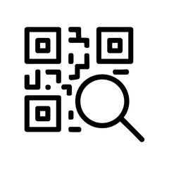 QR code line art in black and white