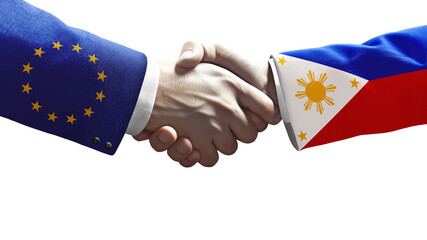 Handshake between European Union and Philippines symbolizing diplomacy, cooperation, trade, and international relations.