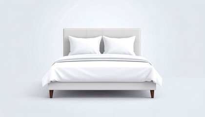 Empty white bed in a neutral backdrop