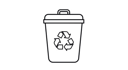 Recycling Bin Icon: Simple Line Drawing of a Waste Container.