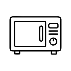 Outline microwave oven appliance for kitchen home cooking and heating food vector illustration
