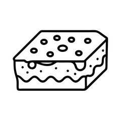 Isolated outline swiss cheese block vector illustration for food and dairy product design needs