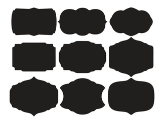 set of black text boxes, text boxes, set of frames