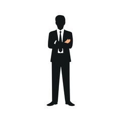 Silhouette of a businessman with arms crossed person