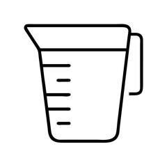Measuring cup vector icon, kitchen measuring tool, cooking utensils, baking equipment, outline style