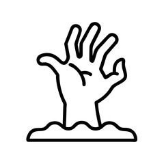 Zombie hand rising from the grave halloween vector illustration spooky undead monster october icon