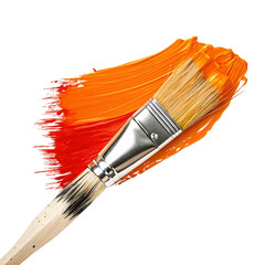 Paintbrush stroke creating vivid orange and red colors isolated on black background digital art