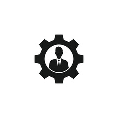 Silhouette of Man in Gear Icon cogwheel