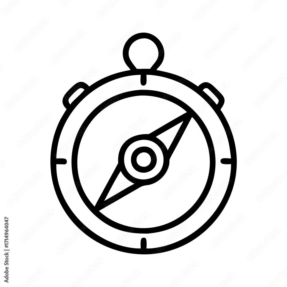 Poster outline compass navigation tool for direction finding and travel adventure exploration journey