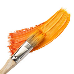Vibrant orange paintbrush stroke isolated on white background for creative design and art concept