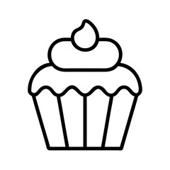 Outline cupcake vector drawing, simple cupcake illustration for bakery and dessert designs ideas