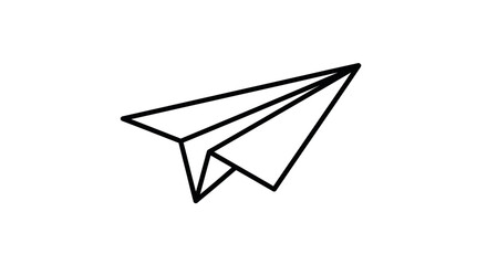 Simple Black Outline of a Paper Airplane.