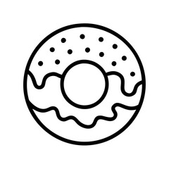 Donut vector outline icon illustration, sweet dessert with sprinkles, bakery and cafe menu art
